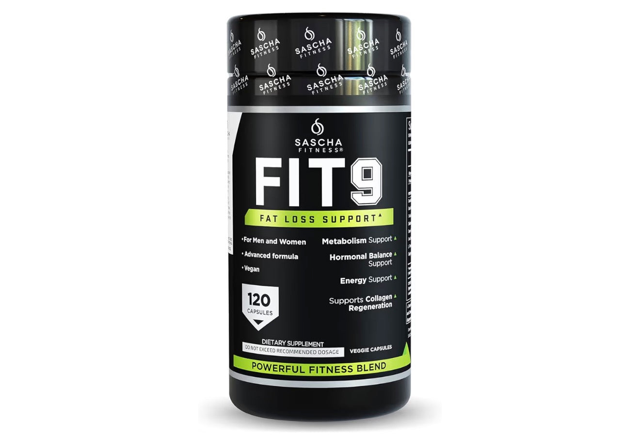 Sascha Fitness Fat Loss pills | Collagen support | Fluid Balance | FIT9 Ingredients: 7Keto + Uva Ursi, Gotu Kola, L-Theanine,Gingko Biloba,DIM,Green Tea | Weight Loss Supplements-Vegan-120 Natural Cap