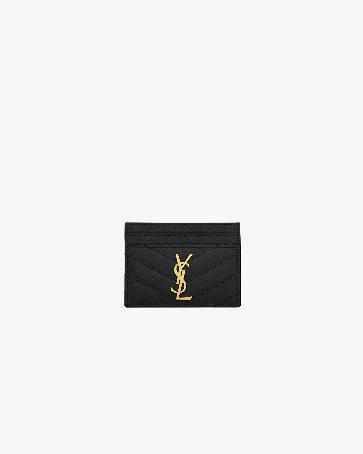 YSL CASSANDRE MATELASSÉ CARD CASE IN GRAIN DE POUDRE LEATHER