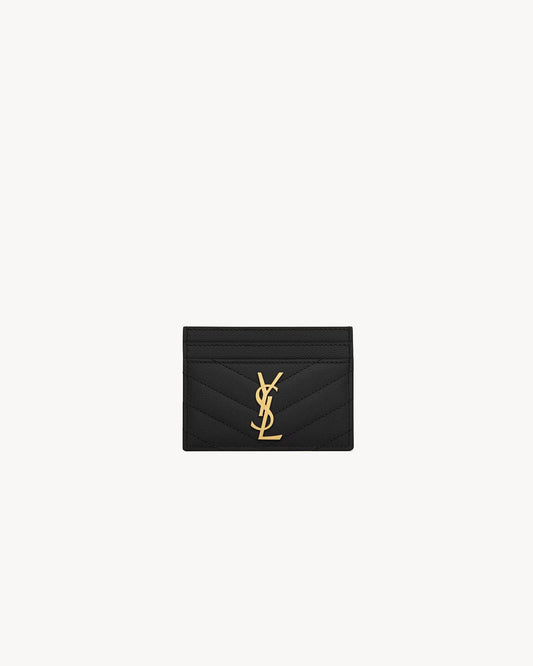 YSL CASSANDRE MATELASSÉ CARD CASE IN GRAIN DE POUDRE LEATHER
