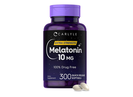 Carlyle Melatonin 10mg | 300 Softgels | Extra Strength Support for Adults | Non-GMO, Gluten Free Supplement