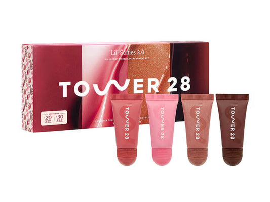 Tower 28 Lil' Softies Lip Kit in Dulce De Leche Shimmer, Red Bean Mochi, Watermelon Kiwi & Tiramisu