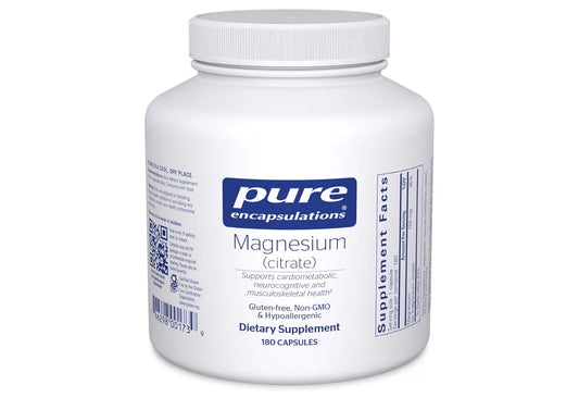 Pure Encapsulations Magnesium (Citrate) - Supplement for Sleep, Heart Health, Cognitive Health, Bone Health, Energy, Muscles, and Metabolism* - with Premium Magnesium - 180 Capsules