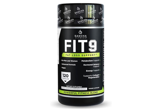 Sascha Fitness Fat Loss pills | Collagen support | Fluid Balance | FIT9 Ingredients: 7Keto + Uva Ursi, Gotu Kola, L-Theanine,Gingko Biloba,DIM,Green Tea | Weight Loss Supplements-Vegan-120 Natural Cap